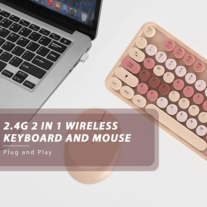 Wireless Keyboard and Mouse, KOOTOP Cute Keyboard and Mouse, 2.4G Wireless - Image 5