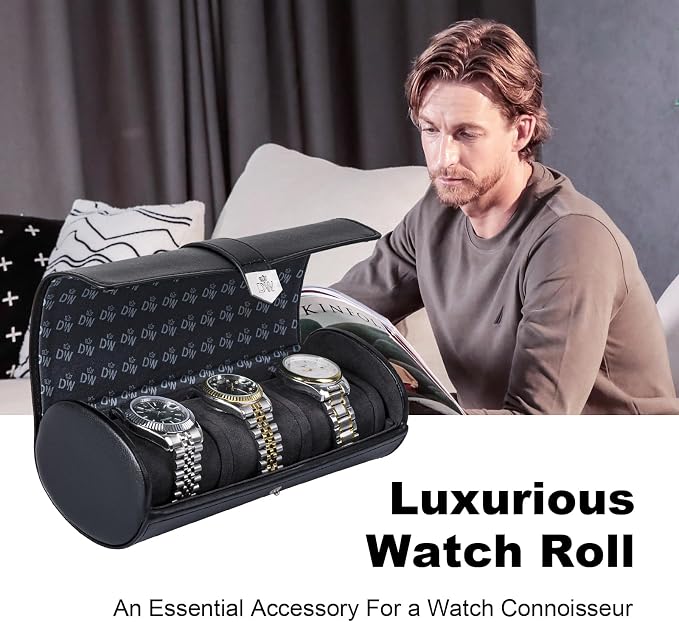 DUKWIN Watch Roll for 3 Watches, Vegan Leather Travel Watch Case Organizer - Image 5