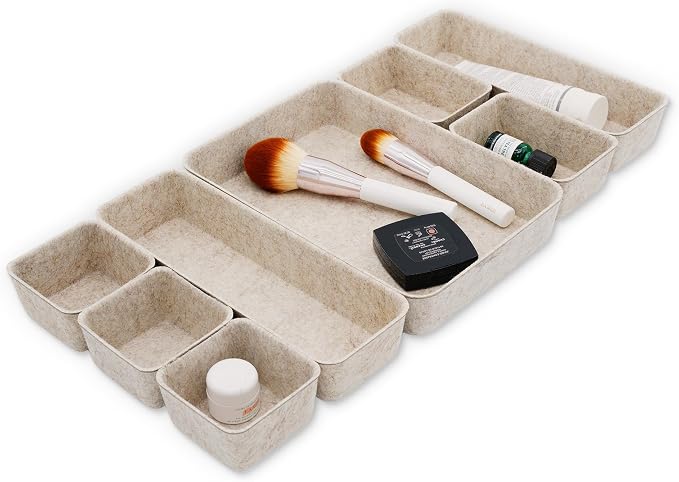Welaxy 8-piece Nordic Beige desk drawer organizer tray office suppliers pens by Welaxy