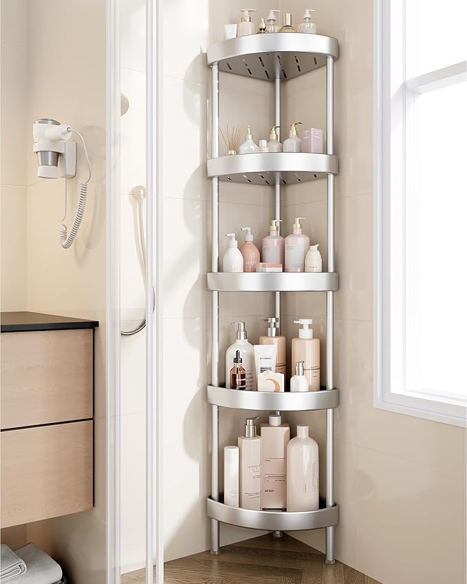 Nieifi Corner Shower Caddy Stand-5 Tier Rustproof Anodized Aluminum Standing - Image 6