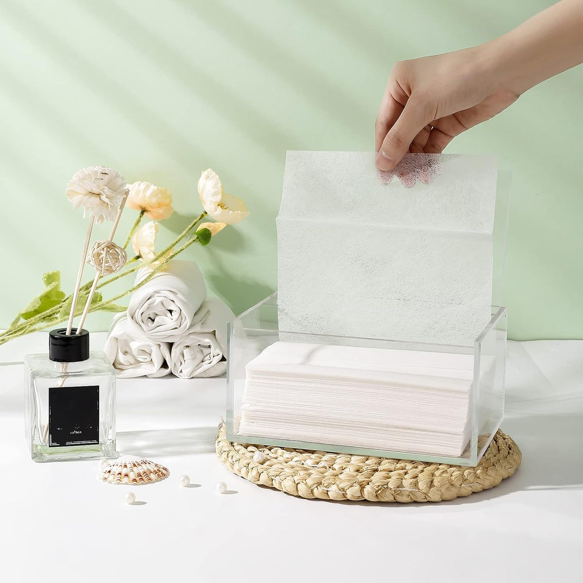 Acrylic Dryer Sheet Holder, Dryer Sheet Dispenser with Lid, Clear