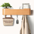 Coat Rack Wall Mount with Hidden Hooks Modern Key Holder Wood Entryway Hook by Jadoxy