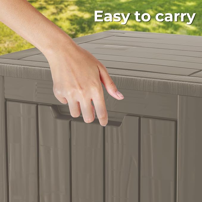 35 Gallon Resin Deck Box, Waterproof Outdoor Storage Box - Image 4