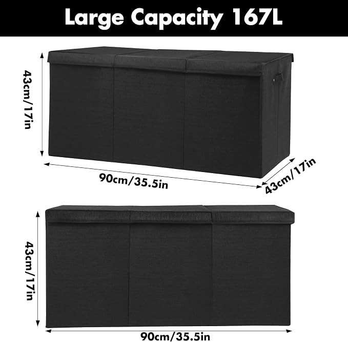 Extra Large Toy Box 167L, Sturdy Toy Storage Chest Organizer Bin Baskets - Image 4