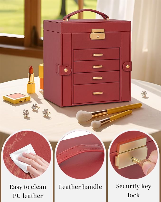 TORIBIO Jewelry Box for Women, Leather Jewelry Organizer - Image 7