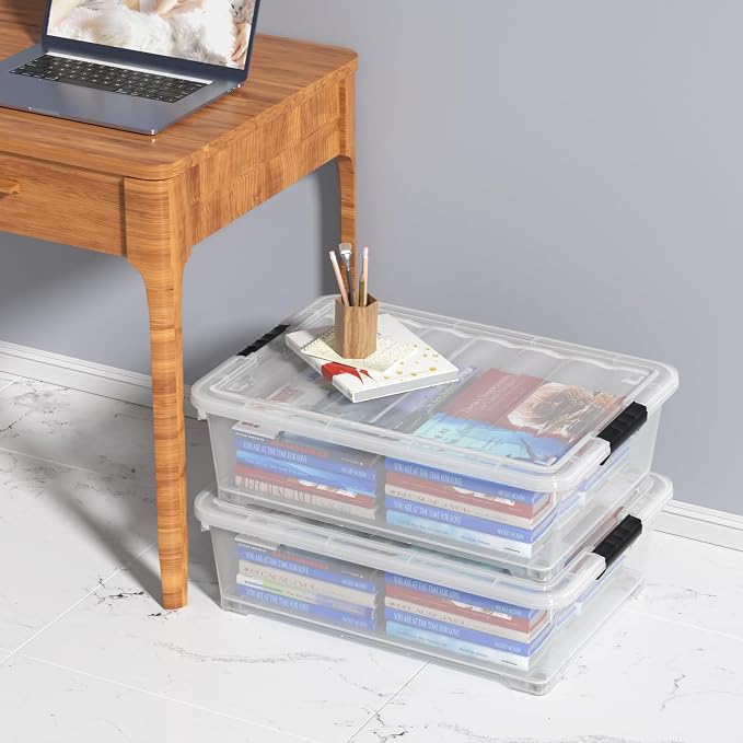 4-Pack 25 L Plastic Under Bed Storage - Image 6
