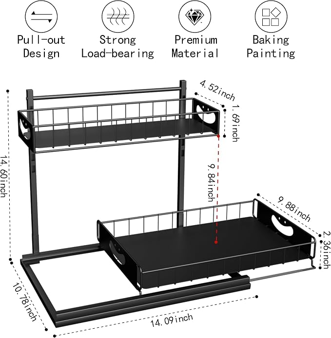 Under Sink Organizer with Pull-Out Drawers, Kitchen Sink Organizer, 2 Tier - Image 2