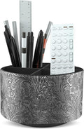 lizimandu Round Leather Art Supply Organizer, Remote Control Holder, 360 Degree by LIZIMANDU