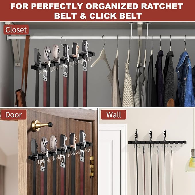 Belt Hanger for Closet Max 42 Belts, 2-in-1 Wall Mount Belt Organizer - Image 6