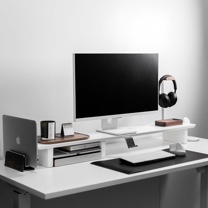 Raico Desk Cockpit Shelf Monitor Stand System Dual Screen Setup Wood Large Desk - Image 3
