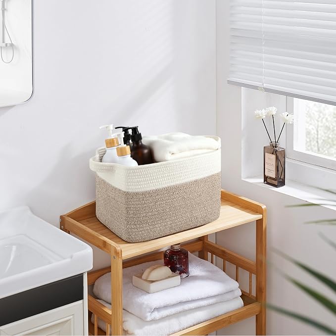Storage Baskets for Organizing, Woven Baskets for Shelves, Rectangle Decorative - Image 4