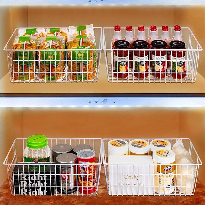 Wire Storage Basket Freezer Organizer Bins Metal Wire Baskets Organizer Storage - Image 6