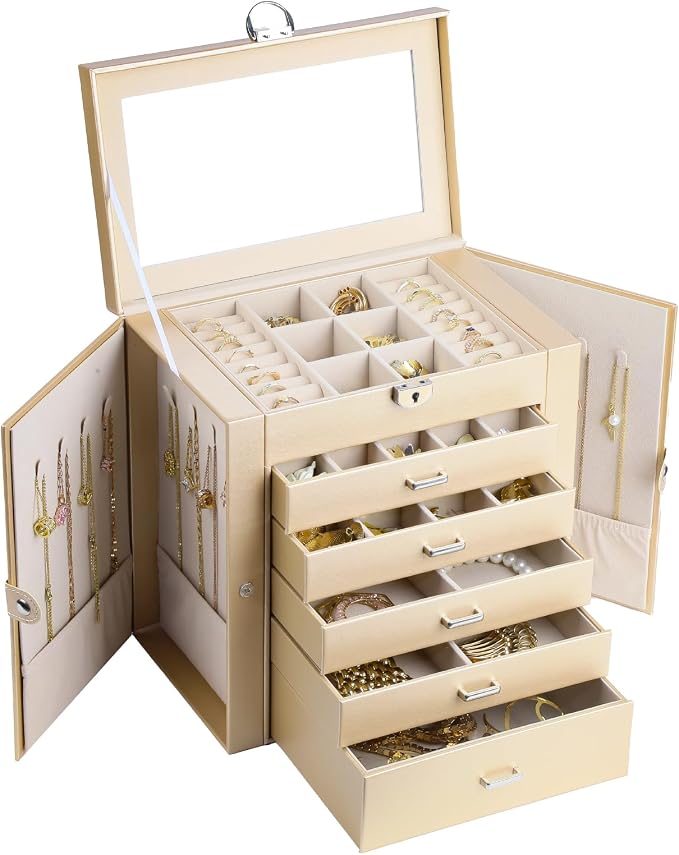 BOOVO Jewelry Box For women, 6 Layer Large Jewelry Organizer by BOOVO