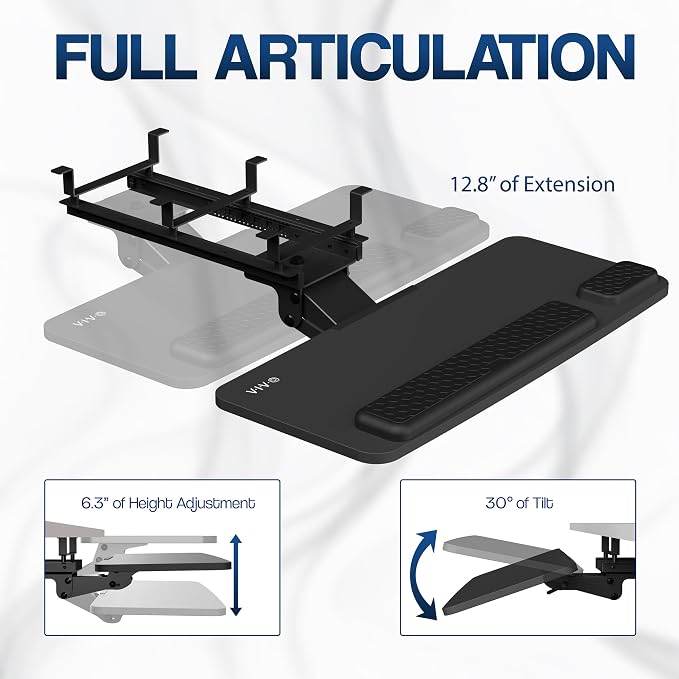 VIVO Premium Adjustable 27 x 11 inch Computer Keyboard and Mouse Platform Tray - Image 3