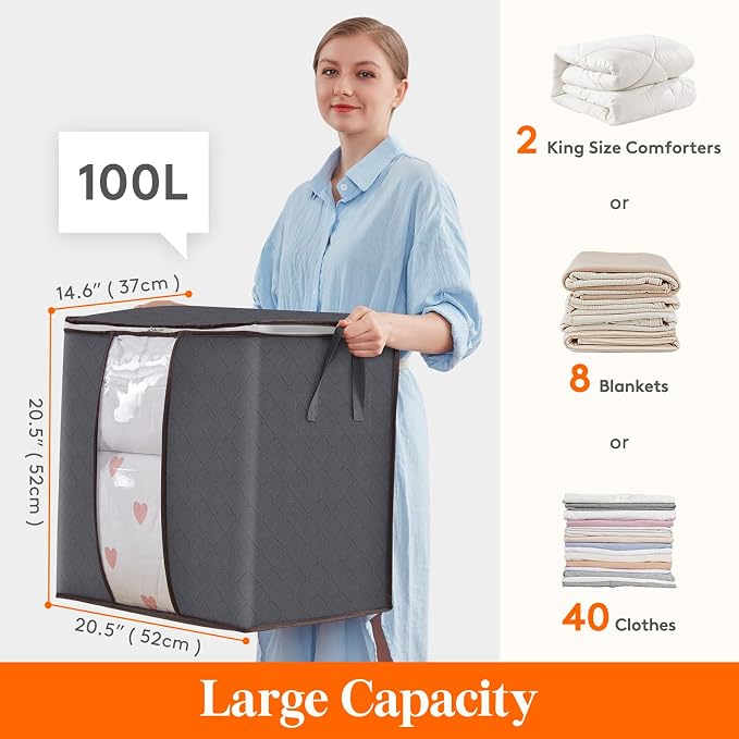 Lifewit 6 Packs 100L Clothes Storage Bag, Storage Bins - Image 2