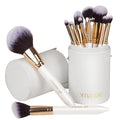 OMANIAC Makeup Brush Set Professional, 12 Pearlescent Wood Handle Makeup Brushes by OMANIAC