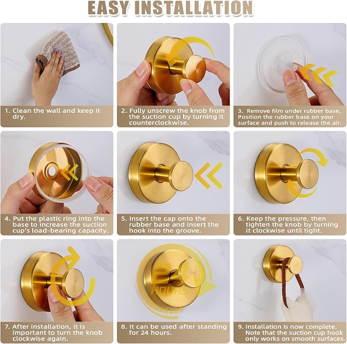 Suction Cup Hooks for Shower No-Drill Bathroom Hooks for Towels, Loofah - Image 5