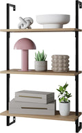 happimess MSH1000B Madera 40.55" Classic Industrial 3-Shelf Wood Wall-Mounted by Happimess