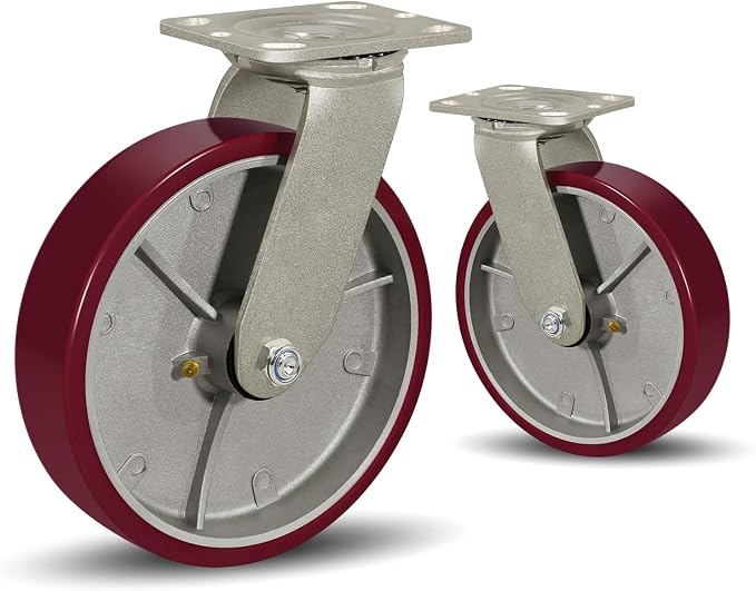 SY America 8" X 2" Casters Wheels, Heavy Duty Industrial Casters，Polyurethane by SYAmericaIndustrialCasters
