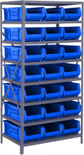 Quantum Storage Systems 2475-952BL Solid Heavy Duty 8 Shelves 21 HULK Blue Bins by QuantumStorageSystems