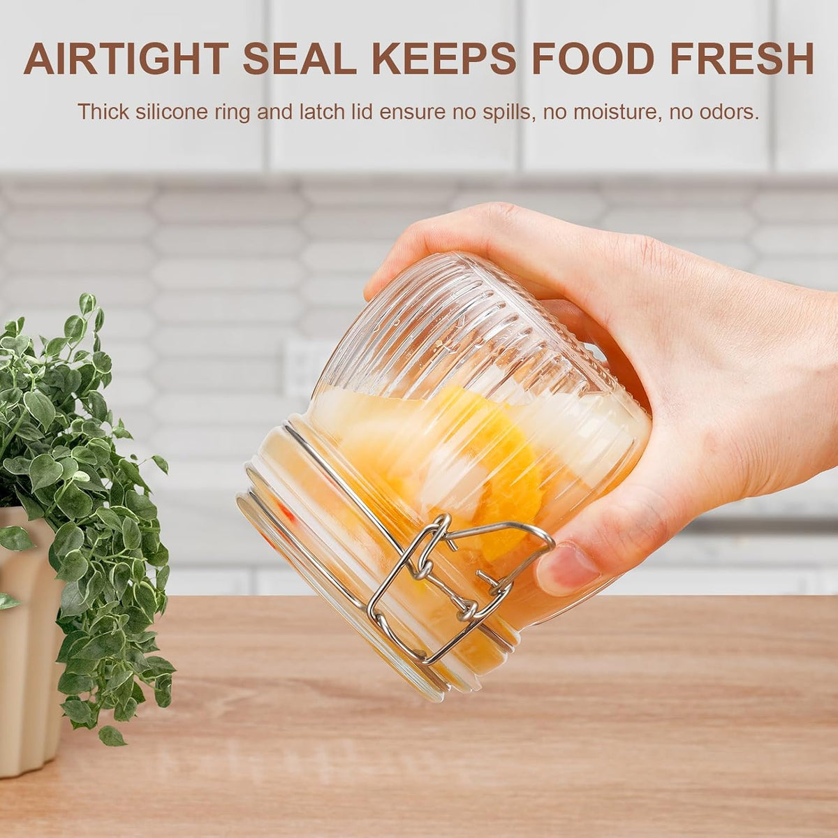 17oz Airtight Glass Jar with Lid, 6 Pack Clamp Lid Glass Storage Jars