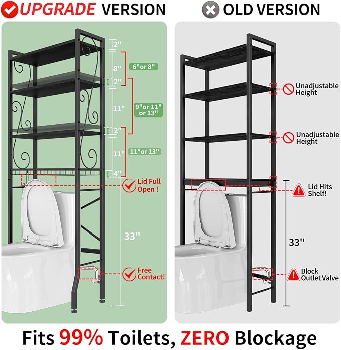 Over-The-Toilet Storage Rack 4-Tier, Bathroom Organizer Shelf Over Toilet - Image 2