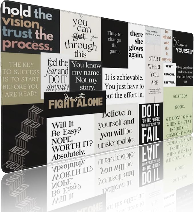 Inspirational Quotes Large Mouse Pad, Cool Gaming Desk Mat, XXL Keyboard Desk - Image 2