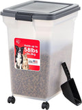 IRIS USA Dog Food Storage Container 40 lbs, Attachable Wheels, & Included Scoop by IRISUSA