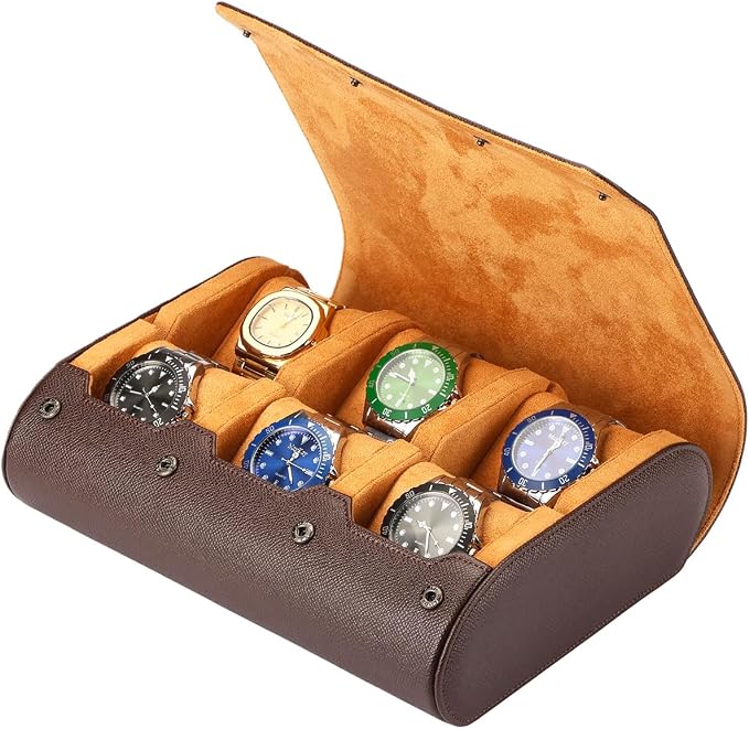6-Slot Watch Box for Men & Women, Portable Travel Watch Roll Organizer - Image 7