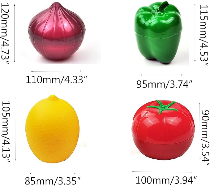 MIAO JIN 4 PCS Fruit and Vegetable Shaped Food Saver Storage Containers Holder - Image 2