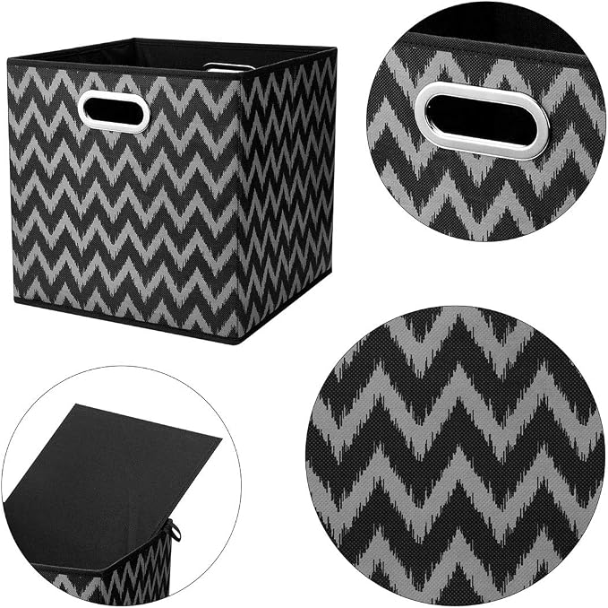 i BKGOO Cloth Storage Bins Set of 4 Thick Fabric Drawers Foldable Cubes Basket - Image 3