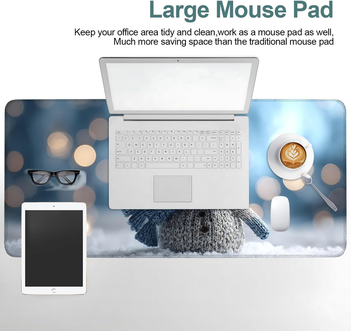 Christmas Snowman Extended Gaming Mouse Pad 35.4x15.7Inch Large Desk