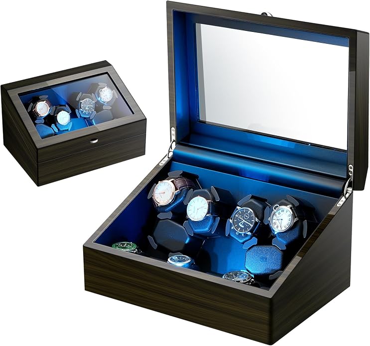 Watch Winder for Automatic Watches, Ultra Quiet Motor, 4 Automatic Watches and by LALAHOO
