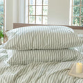 MooMee Bedding Pillowcases Striped Pack of 2 100% Washed Cotton Linen Like by MOOMEE