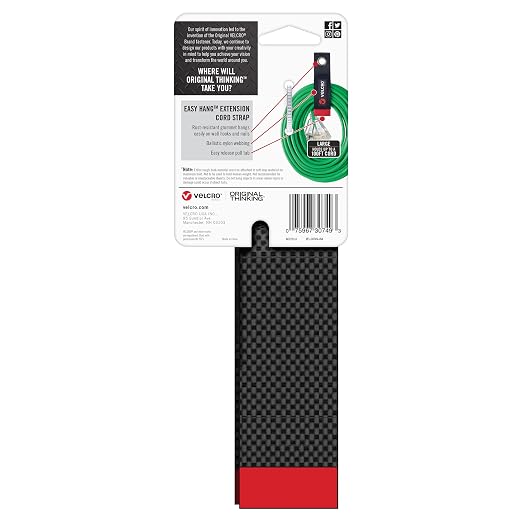 Velcro Brand Easy Hang Extension Cord Organizer Holder | Large 18" Heavy Duty - Image 9