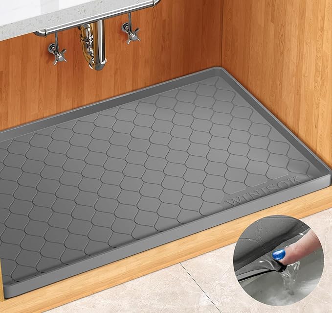 Silicone Under Sink Mat 34" x 19", kitchen Essentials and Gadgets, Shelf liner by Winisok
