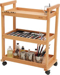 DJAR Rolling Art Supplies Cart, Solid Beech Wood Art Supply Organizert by DJARARTTOOL