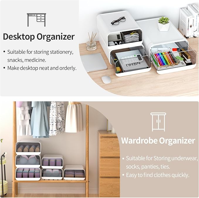 Underwear Organizer Drawer, 10 Cells Plastic Sock Underwear Storage Drawer - Image 5