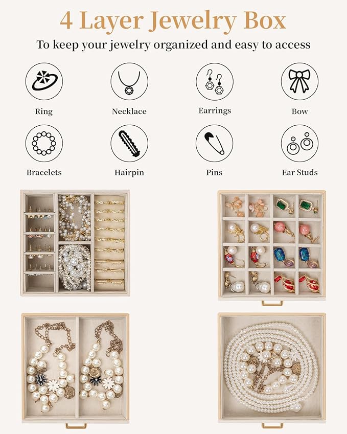 TORIBIO Jewelry Box for Women, Leather Jewelry Organizer - Image 4