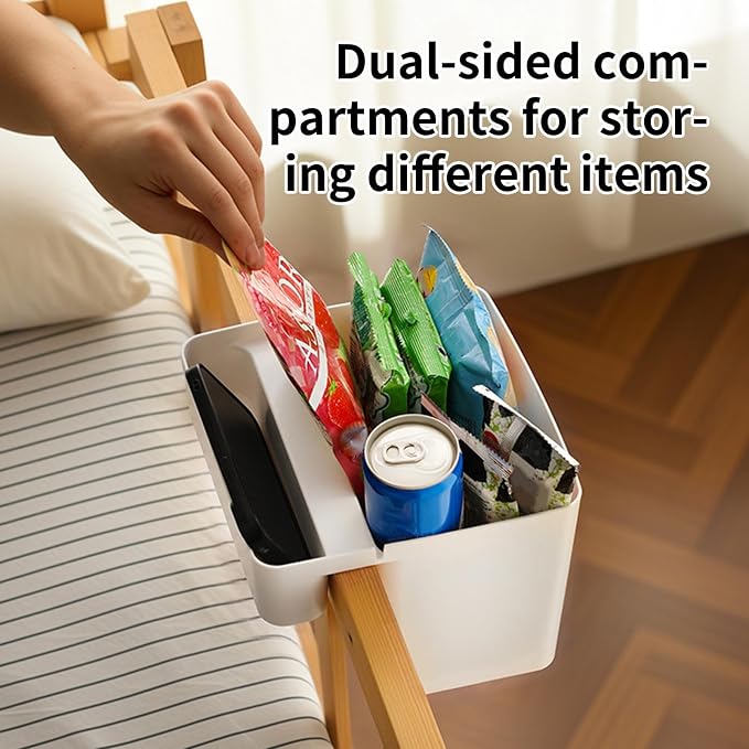 Double-Layer Bedside Pocket Organizer, HIPS Storage Holder - Image 4