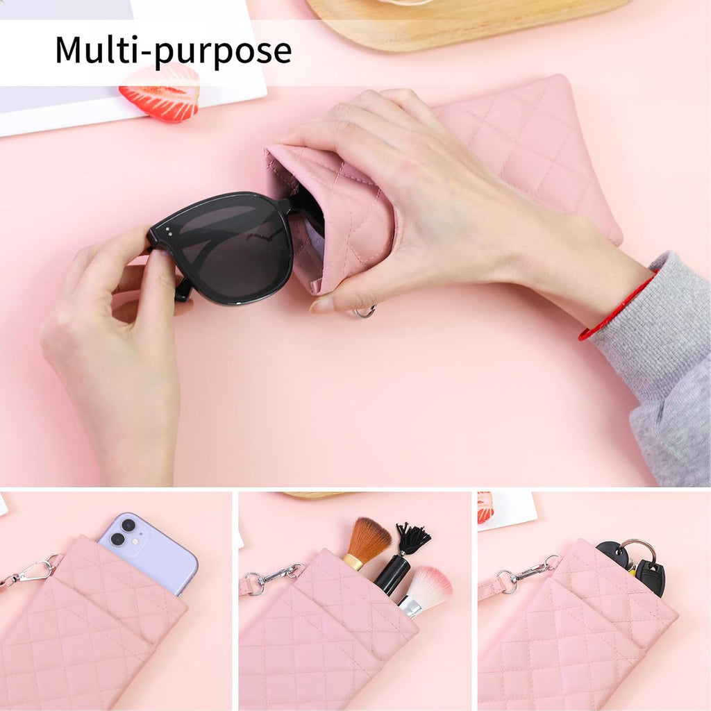 Double Eyeglass Case Soft Dual Glasses Case for Women Men Travel