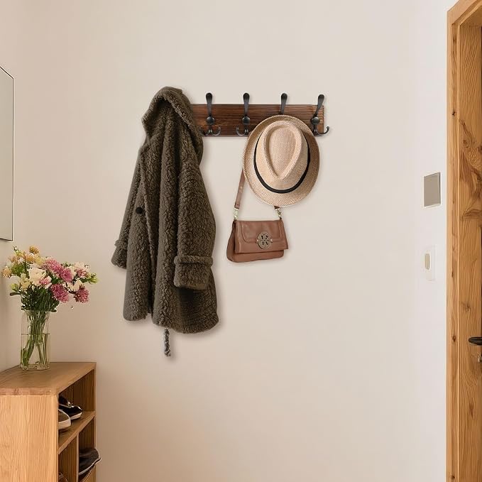 Coat Rack Wall Mount 16.8'' Rustic Hat Rack - Image 5