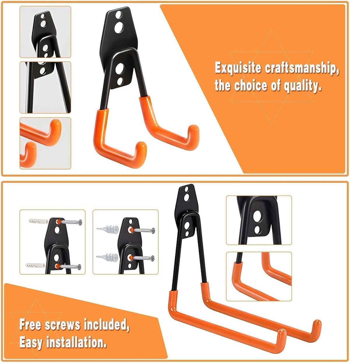 Steel Garage Storage Hooks - 32 Pack Anti-Slip Coating, Heavy Duty