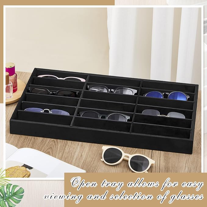 Amylove 2 Pcs Sunglass Organizer Trays Glasses Stackable Jewelry Trays Sunglass - Image 7
