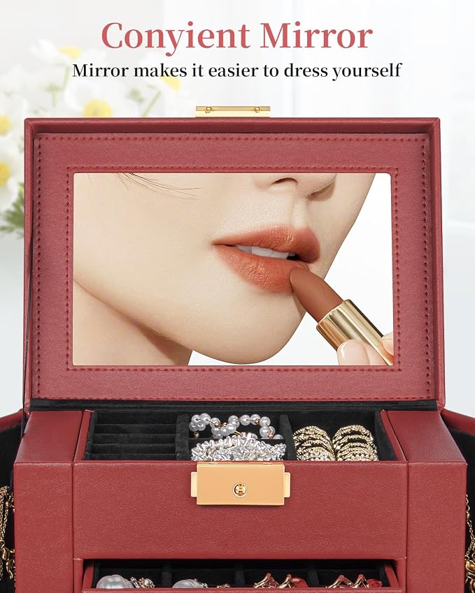 TORIBIO Jewelry Box for Women, Leather Jewelry Organizer - Image 6