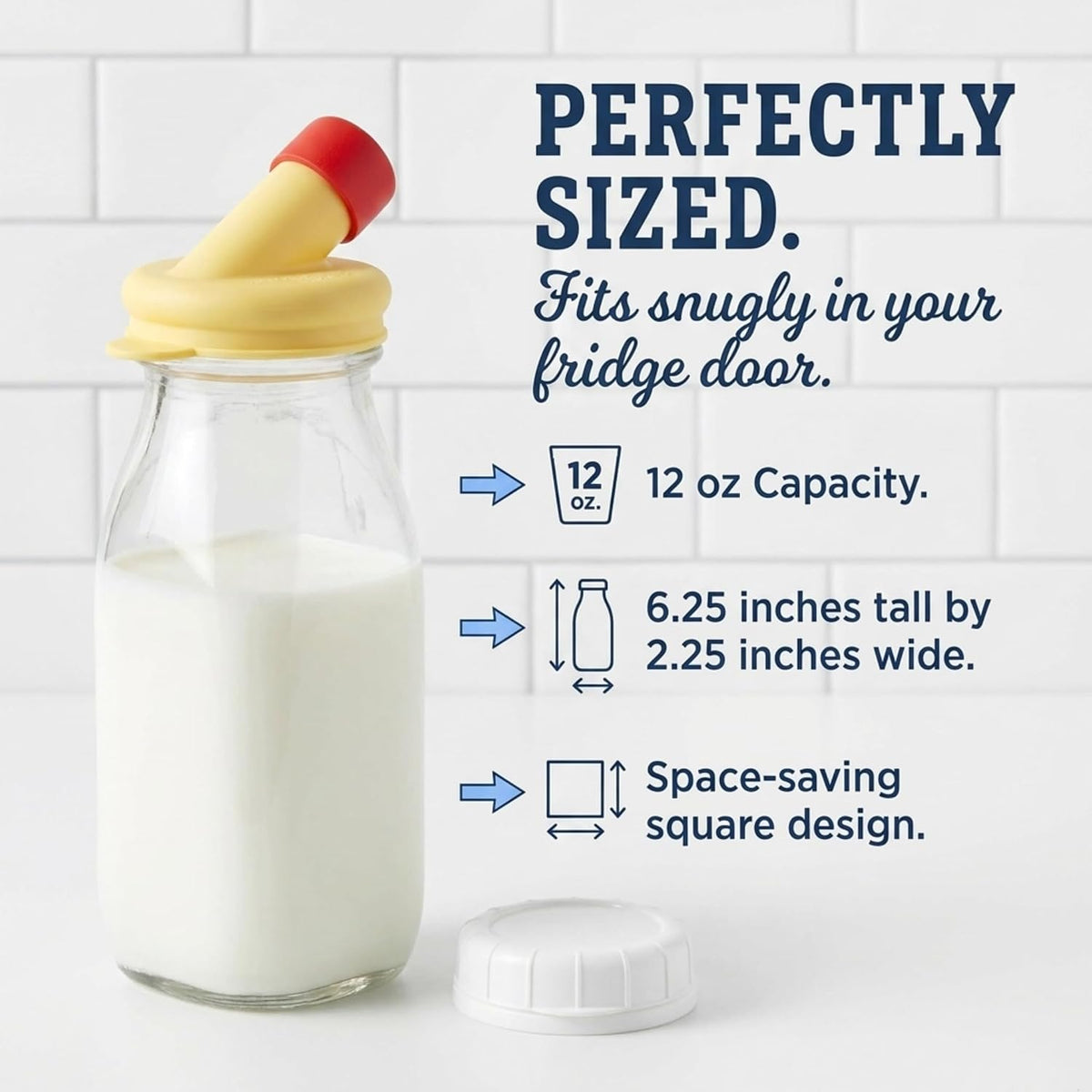 kitchentoolz Glass Creamer Bottle 12 Oz Square Glass Milk Bottle with