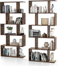 5-Tier Geometric Bookcase Set of 2, 62.5” Freestanding Room Divider Bookshelf by Unknown