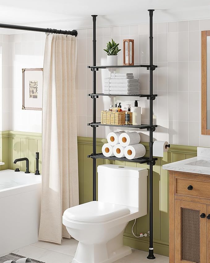 ALLZONE Adjustable Over The Toilet Storage Shelf, 4-Tier Ample Over Toilet by ALLZONE