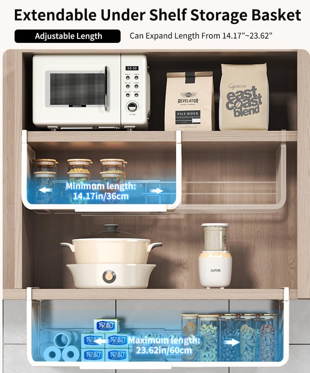 Expandable Under Shelf Basket Organizer, Under Shelf Storage, Hanging