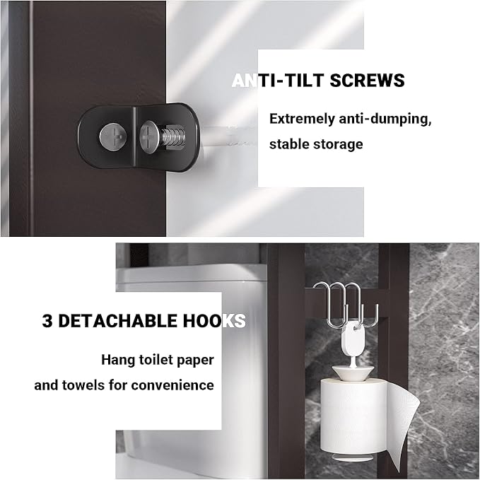 Homykic Over The Toilet Storage, Bamboo 3-Tier Over-The-Toilet Space Saver - Image 7